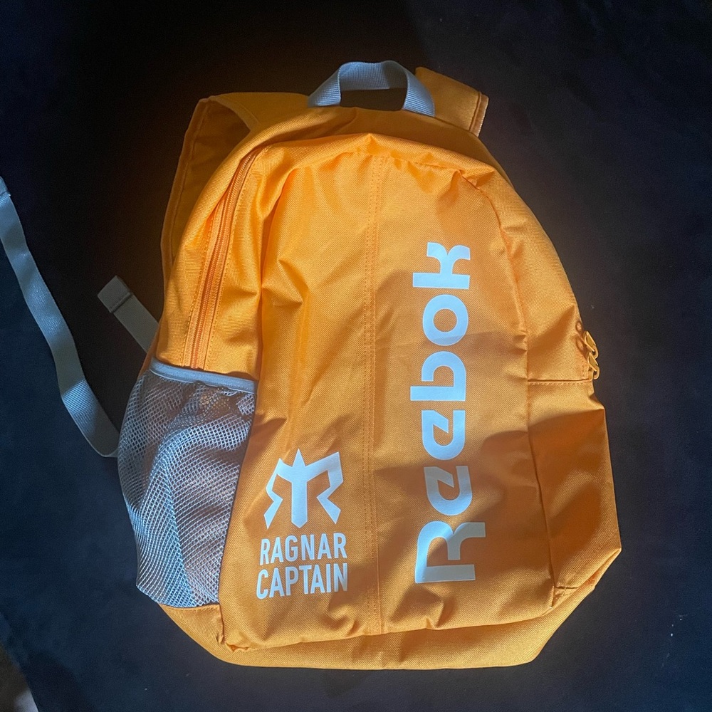 Reebok Orange and White Backpack Durable Athletic Design